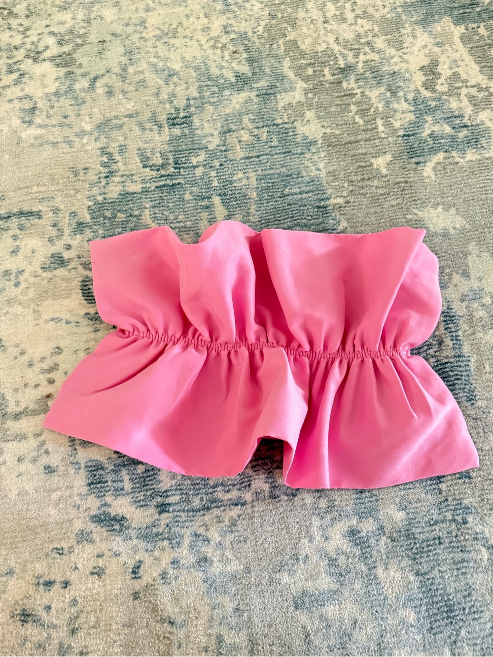 Zara Pink Strapless Bandeau Top with Ruffle Trim